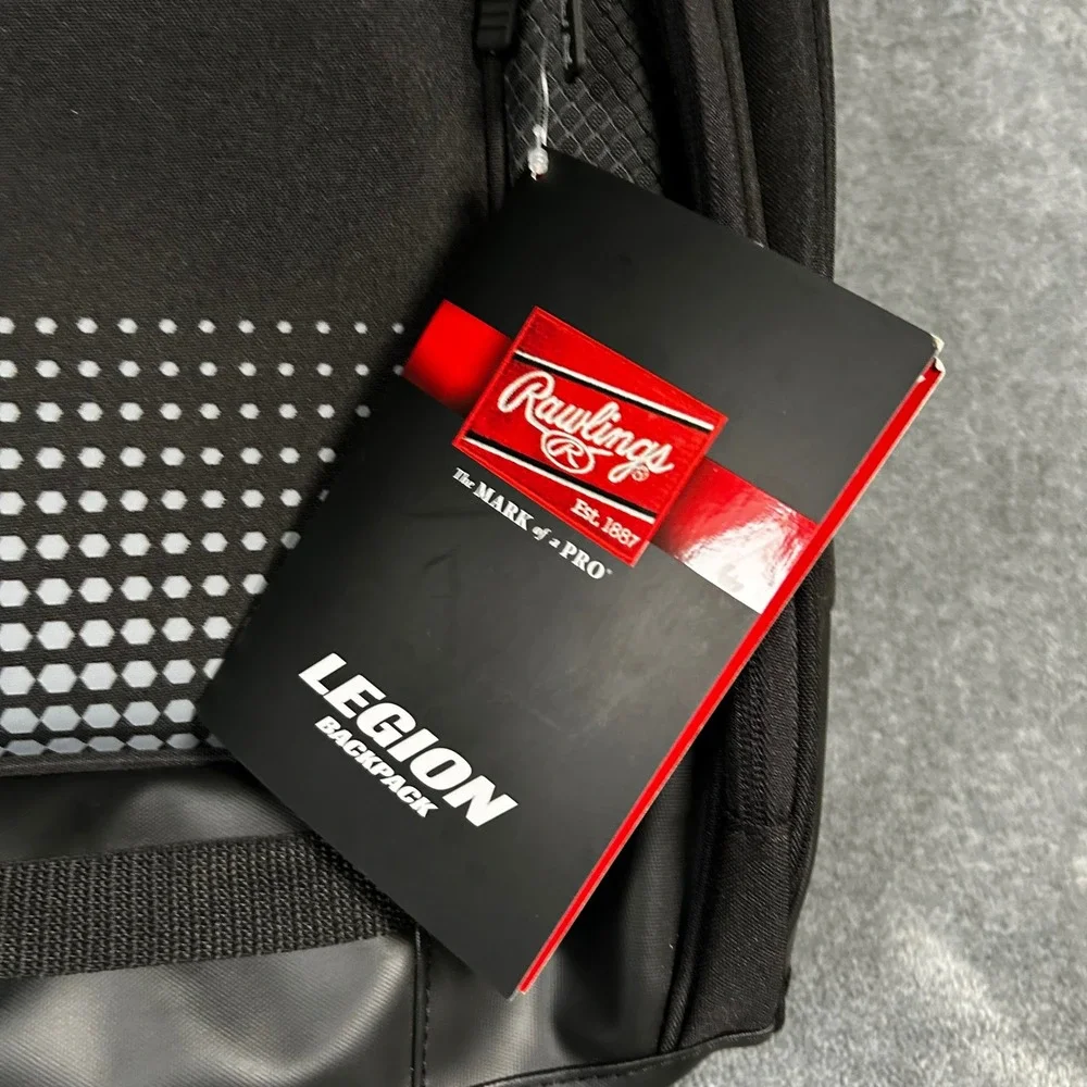 Rawlings Legion Baseball Softball Backpack Black 45L Bat Sleeves Shoe Pocket NEW
